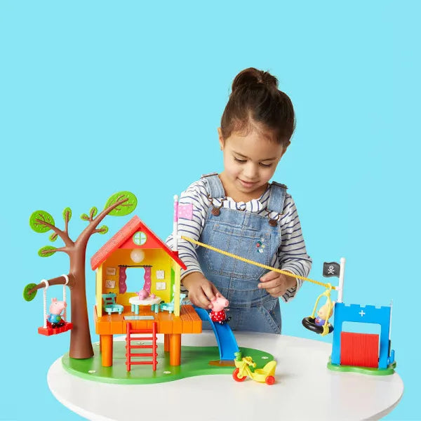 Peppa Pig's Treehouse & George's Fort Playset with Richard Rabbit - Kidspark